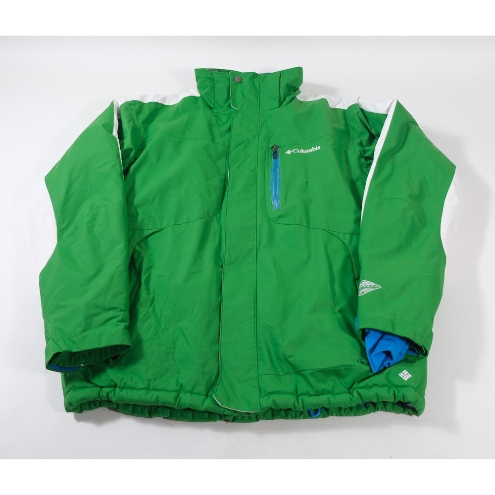 Columbia Jacket Mens XL Green Omni-Tech Ski Winter Coat Hoodless Puffer Outdoors